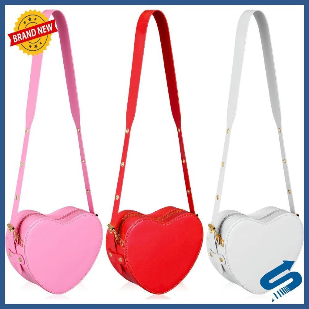 Heart Shaped PU Leather Satchel Crossbody Bag with Removable Strap